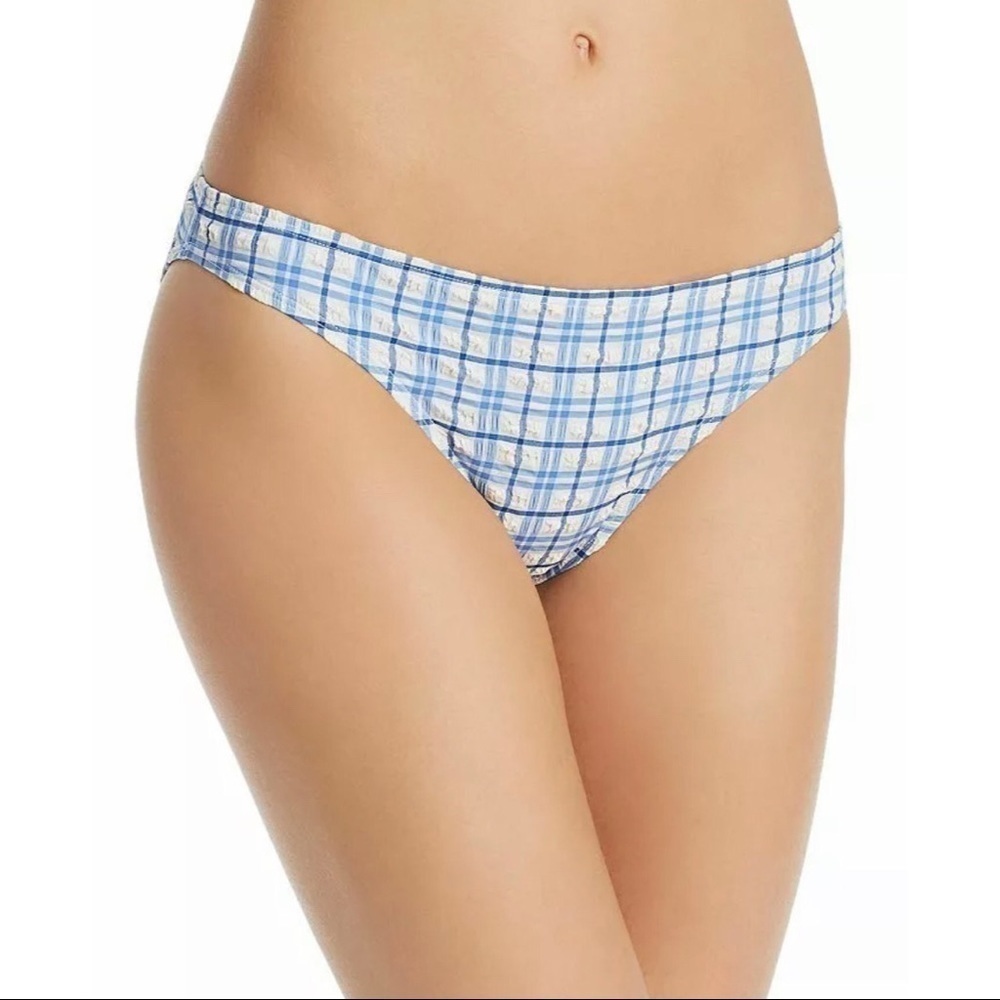 NWT Tory Burch Plaid Underwire Bikini Top Hipster Bikini Bottom Se Blue size L - Picture 5 of 13